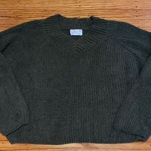 Poof! V-Neck Sweater in Dark Green
